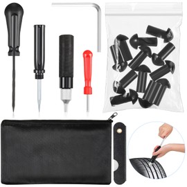 Landhoow 19 Pcs Tire Plugger Repair Kit with Mushroom Tire Plug Kit Heavy Duty Tyre Repair with Plugs Tubeless Pocket Tools and Tool Pouch for Fixing Motorcycle Car Truck Bike