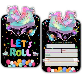 VAVINCI Let's Roll Birthday Party Invitations, Birthday Invite Cards for Boys Kids, Roll Party Favors, 30 Set with Envelopes.