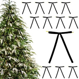 12Pcs Black Christmas Velvet Bows, Vintage Wedding Velvet Ribbon Gift Bows for Christmas Tree, Gift Wrapping, Wreaths, Garlands, Wedding, Party, Home Decor,5.1x7 Inches