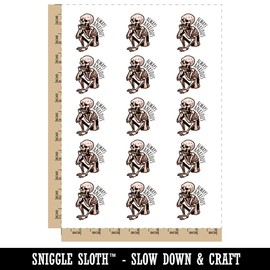Always Anxious Skeleton Nervous Sitting Temporary Tattoo Water Resistant Fake Body Art Set Collection - 15 2" Tattoos (1 Sheet)