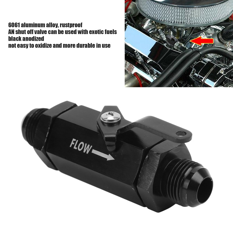 Fuel Shut Off Check Valve 6061 Aluminum Alloy Black Anodized