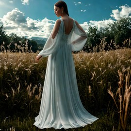 Formal Dress for Women Strap Lace Wedding Dress Cold Shoulder – Lightweight A-Line Bridal Gown with Adjustable Straps for Engatement Weddings Chiffon Dress XL White