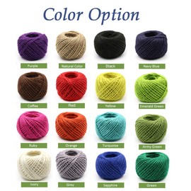 2mm 164FT Colored Natural Rustic Hemp Twine Thread Cord Burlap String Rope Spool Roll for Tag, Christmas Gifts Wrapping, Wedding Decoration, Office, Gardening Projects(Green)