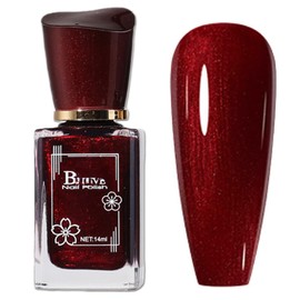 ASMAYSA Pearl Burgundy Gel Nail Polish, Air Fast Drying Wine Red Nail Polish, Shimmer Dark Red Nail Polish for Women, Maroon Nail Polish Gel For Girls, Long Lasting Glitter Deep Red Nail Polish, 14ML