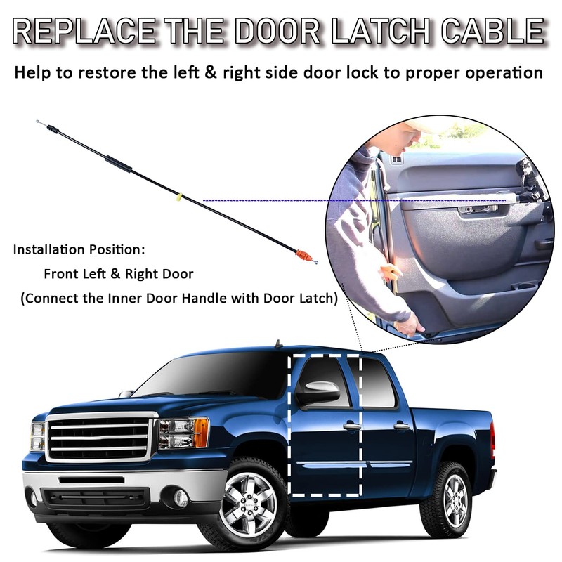 Door Latch Cable Compatible with 2007-2014 Chevy Silverado Tahoe Yukon