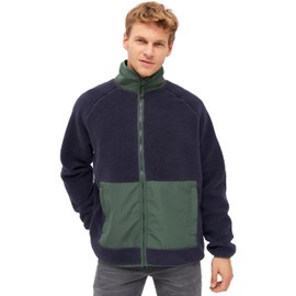 Derbe Kuschelby Men's Fleece Jacket, Navy / Kombu Green