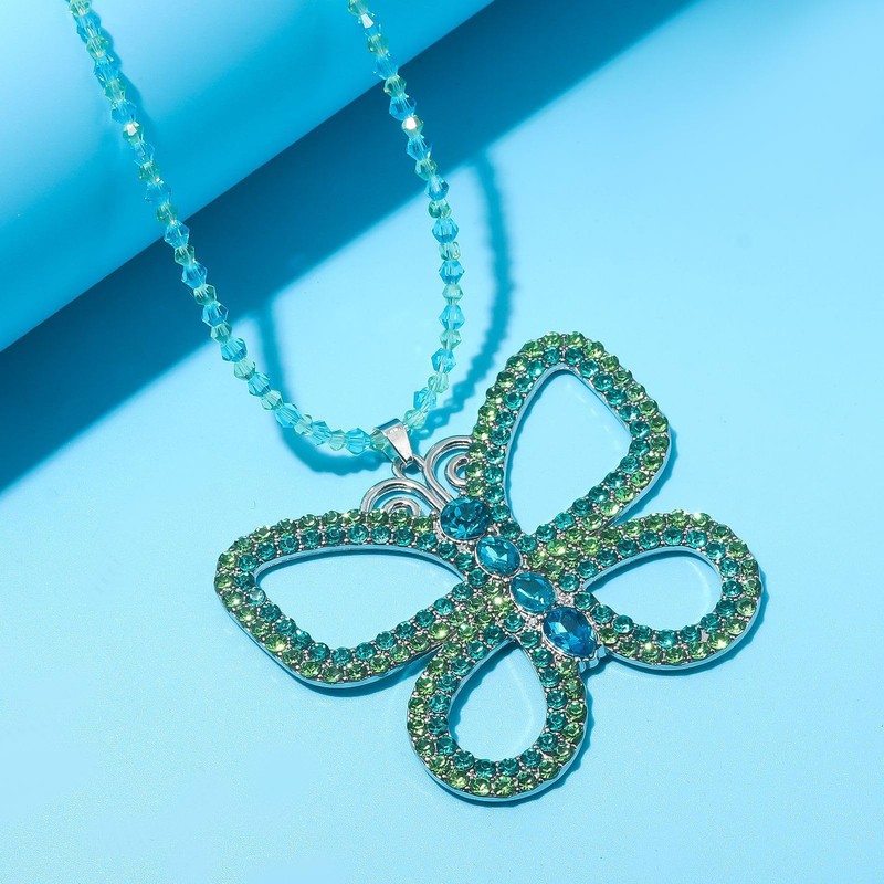 RAINDEWLL Butterfly Necklaces for Women Butterfly Choker Necklace Green Pendant
