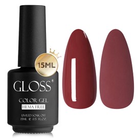 GLOSS Gel Nail Polish | Rose Tea 15ml 1 pcs - HEMA Free Gel Polish, Red Soak Off UV LED Gel Varnish, Professional Gel Polish Design for Home & Salon Use, Perfect Manicure Gifts for Girls & Women