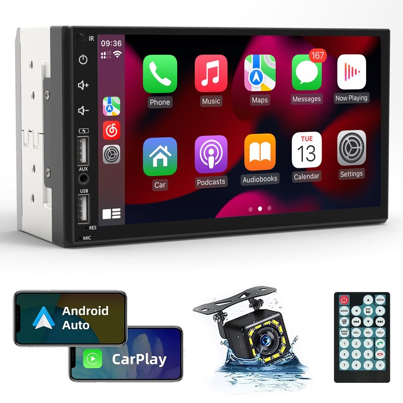 Leadfan Double Din Car Stereo Radio Support Apple Carplay&Android Auto,