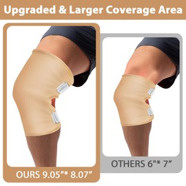 ROBOHOOK Castor Oil Knee Wrap, Caster Oil Compress Pad Pack Wrap Organic Cotton for Knee Elbow Arm Thigh, Adjustable Velcro Elastic Strap Waterproof Anti Oil Leak Reusable(Skin Color)