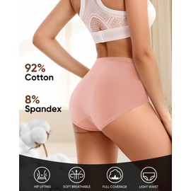 YDQ Women's High Waisted Cotton Underwear Stretch Tummy Control Underwear Full Coverage Seamless Ladies Panties Briefs 5 Packs(Multicolor,L)