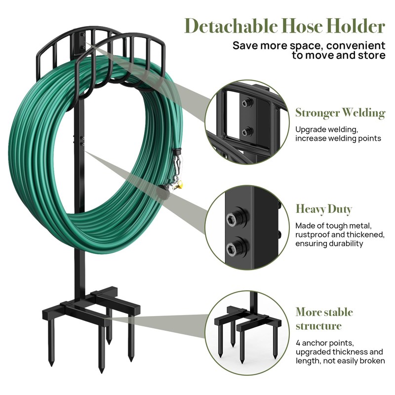 Winpull Garden Hose Holder Detachable Heavy Duty Metal Water Hose