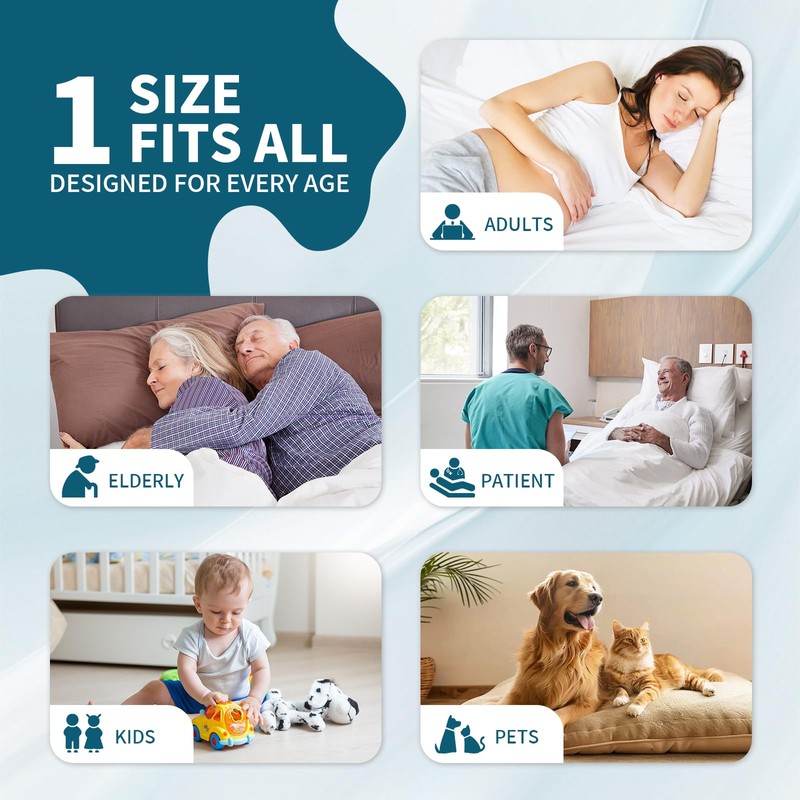 MILDPLUS Washable Bed Pads with 6 Sturdy Handles 34”×36” Extra