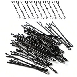 Bobby Pins Hair Grips, Set of 50 pieces, Black, Crimped Bobby Pins for Women Girls and Hairdressing Salons -Perfect for Thick Thin & Curly Hair Styling