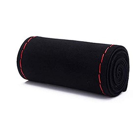 Unique Suede Material Car Hand Sewing Steering Wheel Cover Size 37-38 cm (Black Red)