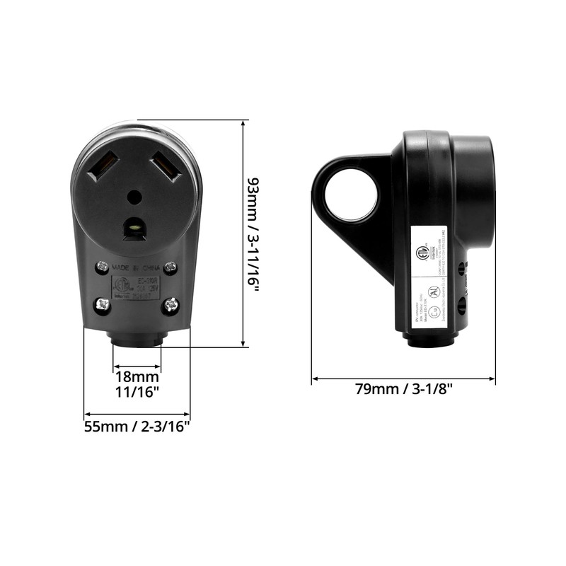QWORK 30 Amp Male and Female Plug Set, RV Electrical