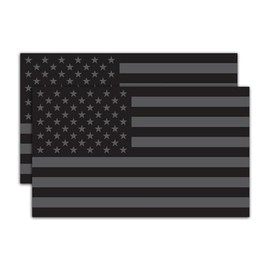Black American Flag Stickers 3x5 – 2 Pack Tactical USA Vinyl Decals for Truck, Car, Cooler, Hard Hat, Toolbox – Waterproof, UV & Weather Resistant – Made in USA