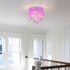 LaLuLa Purple Crystal Chandelier for Girls Bedroom, 3-Light E12 Flush