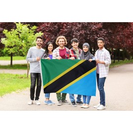 DANF Tanzania Flag 3x5 Ft Thick Polyester, Fade Resistant, Brass Grommets, Canvas Header Tanzanian National Flags with 3 X 5 Feet