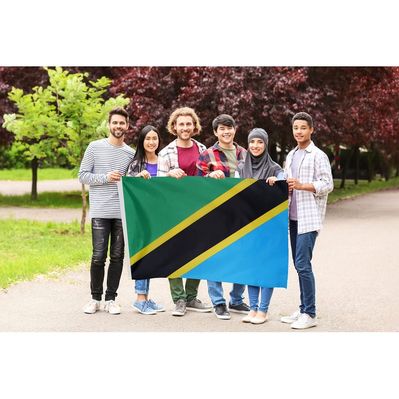 DANF Tanzania Flag 3x5 Ft Thick Polyester, Fade Resistant, Brass