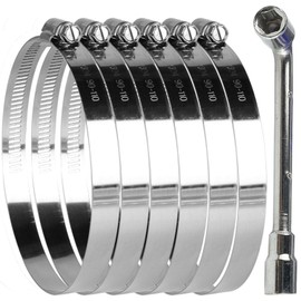 SMLCON 6 Pack Stainless Steel Hose Clamps - Adjustable 3.5"-4.5" (90-110mm) Worm Gear Hose Clamps with A Socket Wrench for Plumbing,Automotive And Mechanical Application