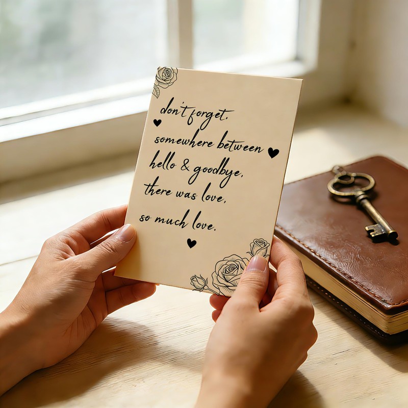 Detuca sympathy card/somewhere between hello and goodbye/condolences card/divorce or breakup/anniversary