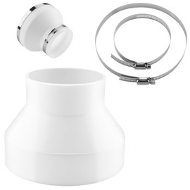Zosenyer Exhaust Hose Adapter, Reducer 150 mm to 100 mm with 2 Stainless Steel Hose Clamps, ABS Reducer for Round Pipe Adapter for Ventilation System, Ventilation Ducts