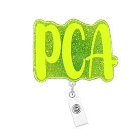 Arakulago Nurse PCA Badge Reel Retractable Medical Assistant Nursing Student Badge Holder with ID Clip Accessories RN CNA Glitter Gold Acrylic Name Badge Clip Doctor Hospital ID Name Card Pl66Ye