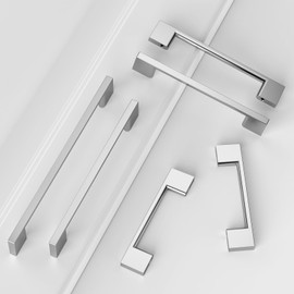 ELEBUILD 6 Pack 128mm Chrome Cabinet Handles Modern Slim Kitchen Handles