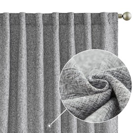 jinchan Faux Linen Curtains Thick Burlap Grey Curtains 96 Inches Long Farmhouse Living Room Curtains Rod Pocket Light Filtering Privacy Window Curtains Drapes Set 2 Panels Heathered Gray
