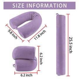 PG6 Twist Memory Foam Travel Pillow for Neck, Chin, Lumbar and Leg Support-for Travling on Airplane, Train, Bus or at Home-Adjustable, Bendable Roll Pillow with Washable Soft Cover