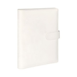 Vegaplace A5 Macaron Binder, 6-Hole PU Leather Notebook Binder, Durable, Waterproof, for Business, Daily Use, Work, Study, Private (White)
