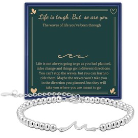 AINILOVE Inspirational Gifts for Women Gold/Silver Mountain Wave Inspirational Bracelet Strength Bracelets for Women Thinking of You Gifts Cheer Up Encouragement Gifts for Women Friends Sister,