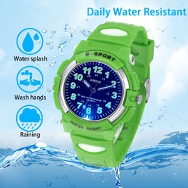 Juboos Kids Watch Analog with 7 Colorful Night Lights Boys Girls Waterproof Soft Strap Kids Time Teaching Quartz Wristwatch