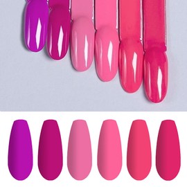 Vishine Hot Pink Fuchsia Gel Nail Polish Set - 6PCS Colors Magenta Purple Gel Polish, Soak Off Gel Polish Set Nail Art LED UV Nail Lamp Cured,8ml Each Bottle Nail Gel Kit Glamour Gifts