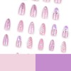 Almond Press on Nails Medium Fake Nails Purple False Nails