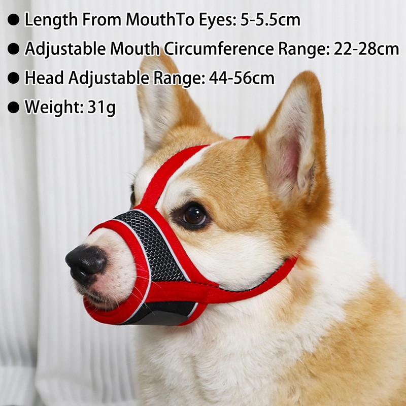 2 PCS Dog Muzzle Comfortable Breathable Mesh Muzzle with Adjustable