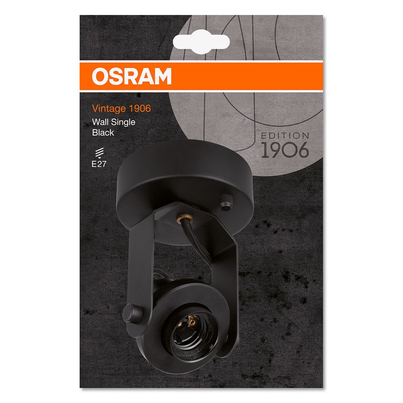 OSRAM 1906 Single Wall Spotlight, Aluminium, Black