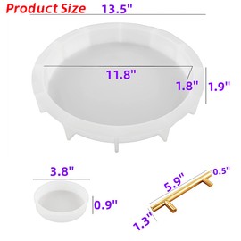 XXKJSZJQ Tray Molds for Epoxy Resin kit 13.5'' Deep Large Round Silicone Molds with 4pcs Coasters Resin Molds, Table Clock Mold DIY Flowers Preservation Resin Art Home Decoration