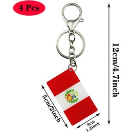 Llavero acrílico de doble cara con bandera de Perú, 4 unidades, con anillos y cierres de garra de langosta, banderas peruanas para hombres y mujeres, llavero de coche estilo decoración