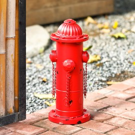 YiLifebes Fake Fire Hydrant for Dogs, 16.3" Red Metal Dog Pee Post with Stakes, Puppy Training Tool Indoor/Outdoor Garden Yard Statue