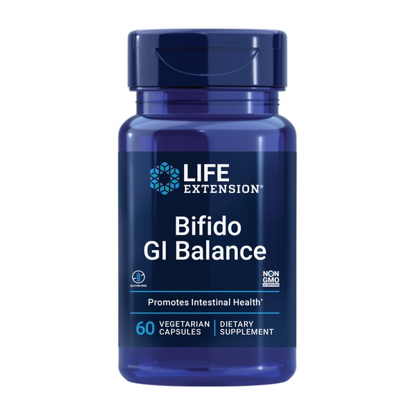 Life Extension Bifido GI Balance - Probiotics Bifidobacterium Longum BB536 (2 Billion CFU) Supplement – Support Healthy Gut & Digestive Health – Gluten-Free, Vegetarian – 60 Capsules