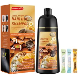 Dark Brown Hair Dye Shampoo 3 in 1 for Women & Men 100% Gray Hair Coverage - Herbal Ingredients Natural Plant Hair Color - Hair Dye in Minutes 17.6 Fl Oz