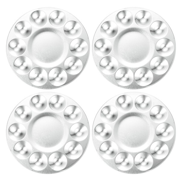 sourcing map 4pcs Paint Palette Tray 6.7" 10 Wells Aluminum