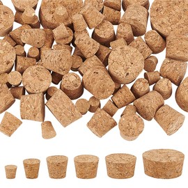 BENECREAT 80 Pcs Cork Stopper, 6 Sizes Tapered Replacement Corks, Wine Barrel Hole Plug for Wine Glasses, Bottles, Bottle Cap, DIY Arts and Craft Projects