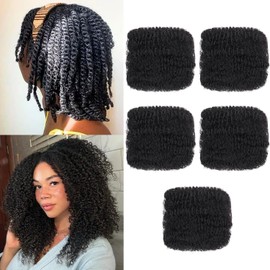 Xtrend 16 Inch Afro Kinky Bulk Hair 5 Bundles 150g Natural Black Synthetic Hair for Dreadlock Extensions, Repair Locs, Twist Hair or Braids