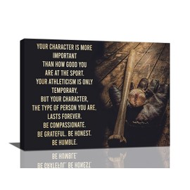 Baseball Wall Art Retro Vintage Baseball Canvas Wall Decor Motivational Sports Pictures Print Painting Inspirational Quotes Framed Artwork Home Decoration for Bedroom Office Classroom 12"x16"