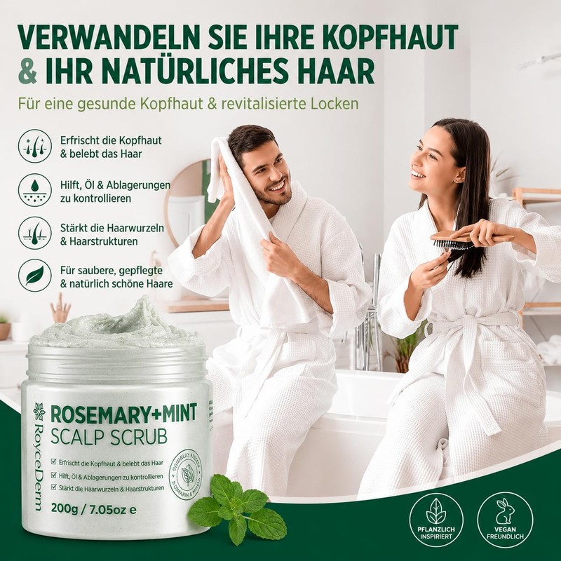 RoyceDerm Rosemary Mint Scalp Scrub for Oily, Flaky & Itchy