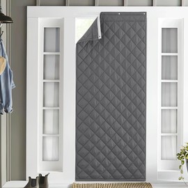 NICETOWN Thermal Insulated French Door Curtain, Waterproof Snowproof Cover Thick Door Curtain for Winter, Windproof Warm Durable Screen Shade, 36" Wide x 84" Long, Grey, 1 Panel