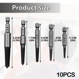 10pcs Screw Remover and Extractor Bit Set,Screw Extractor Set,1/4"" Hex Shank Easy Out Bolt Extractor Damaged Screw Remover,Stripped Screw Removal Tool for Removing Broken Bolts